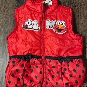 Baby girl toddler Sesame Street vest size 3t sesame place Elmo red polka dot